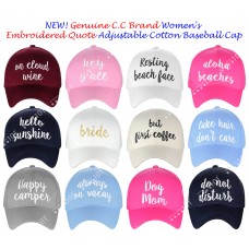 NEW Genuine C.C Mujer&apos;s Embroidered Quote Cap Adjustable Cotton Baseball CC Cap  eb-69285742